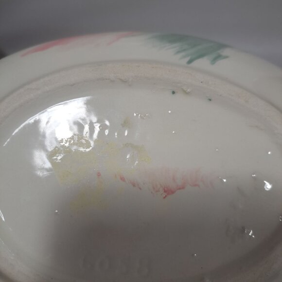 Hand-Painted Maurice California Pottery Oval Bowl Planter Pink Green Ceramic - Picture 16 of 17